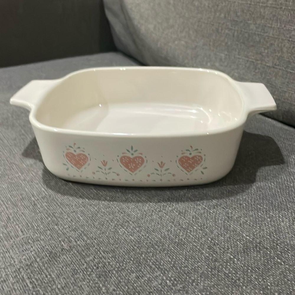 Corning Ware "Forever Yours" Hearts 1 Liter Casserole Dish, A-2-B, Baking, EUC